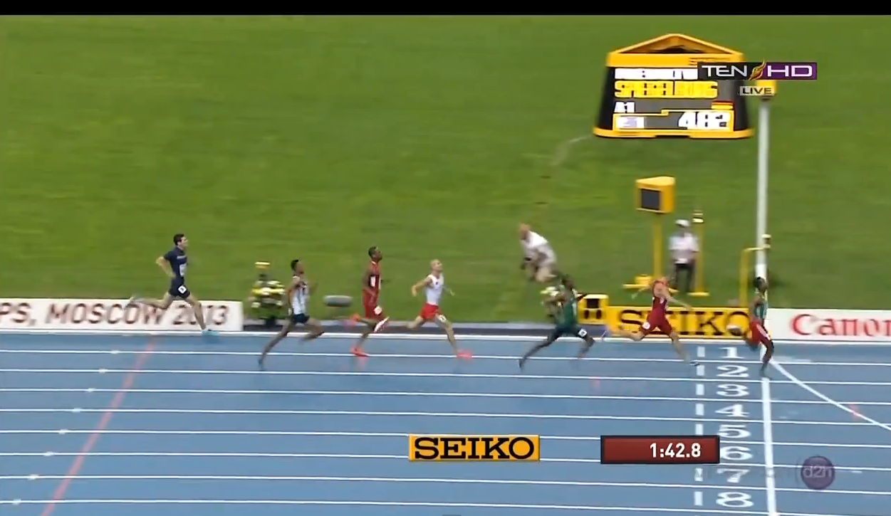 Mohammed Aman wins gold in 800 m in Moscow 2013